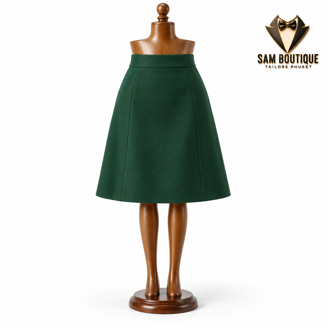 Forest Green A-Line Skirt — made to measure by Sam Boutique Tailors Phuket