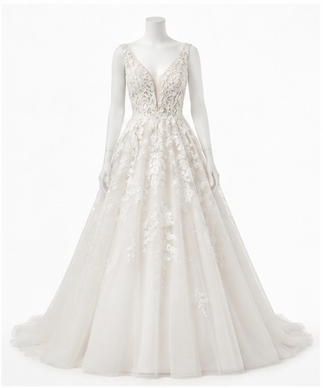 Floral Lace Ball Gown Wedding Dress — made to measure by Sam Boutique Tailors Phuket