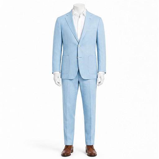 Sky Blue Linen Suit — made to measure by Sam Boutique Tailors Phuket