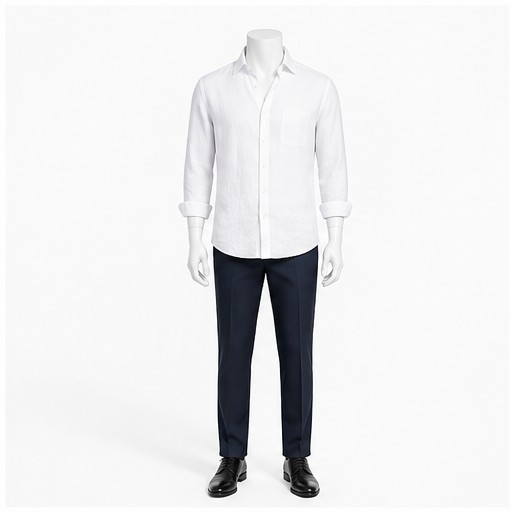 White Linen Shirt — made to measure by Sam Boutique Tailors Phuket