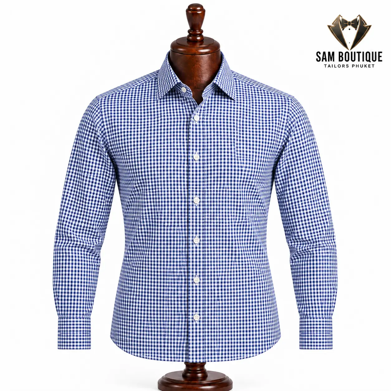 Men's patterned shirts sample — Navy & White Gingham Shirt