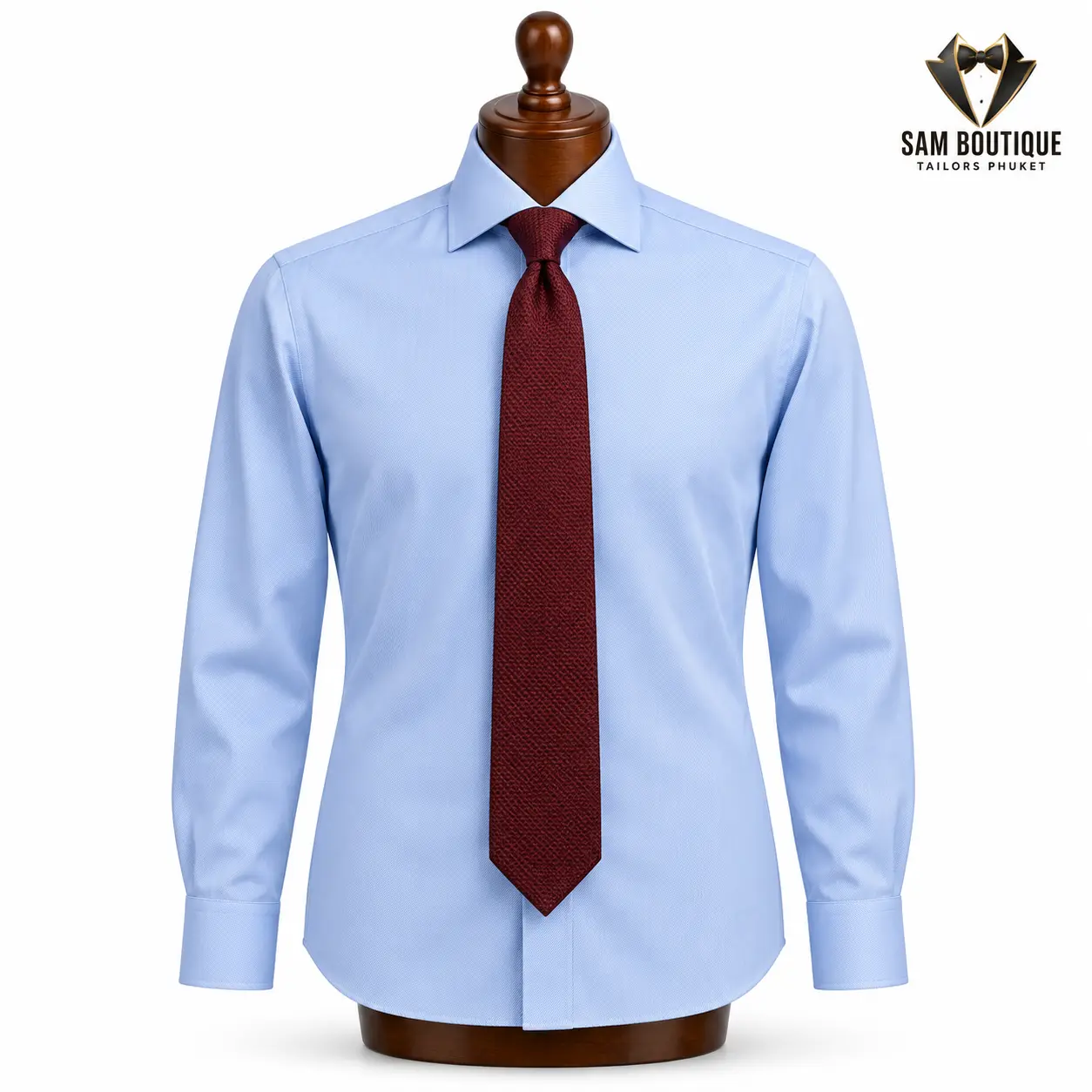 Sky Blue Cotton Business Shirt — made to measure by Sam Boutique Tailors Phuket