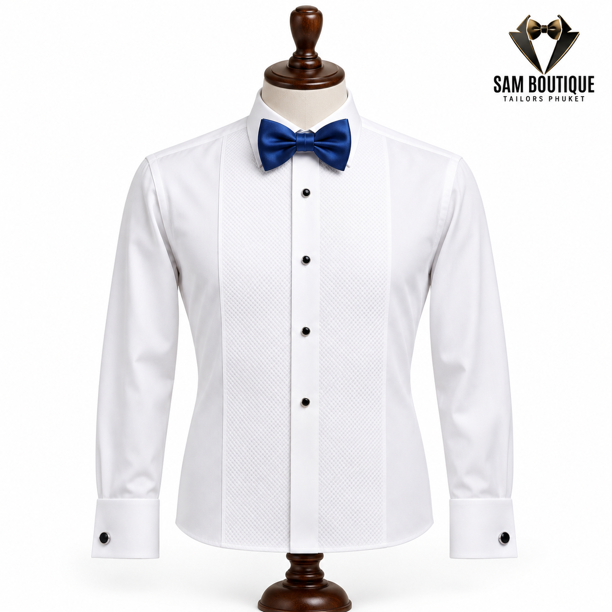 Men's tuxedo shirts sample — White Piqué Bib Tuxedo Shirt
