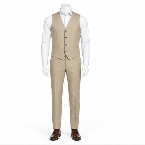 Sand Beige Waistcoat — made to measure by Sam Boutique Tailors Phuket