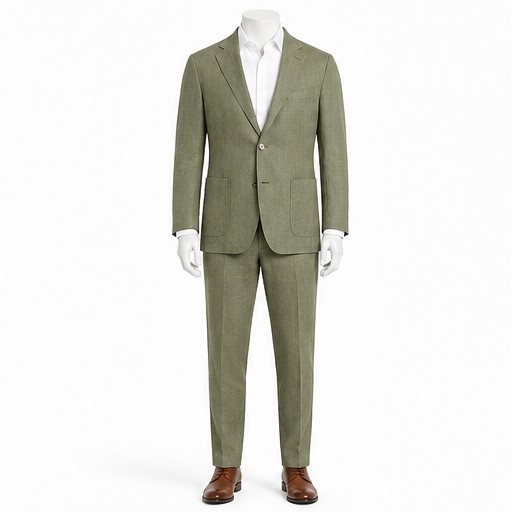 Olive Green Linen Suit — made to measure by Sam Boutique Tailors Phuket