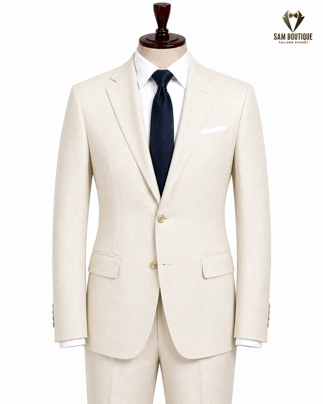 Ivory Notch Lapel Suit — made to measure by Sam Boutique Tailors Phuket