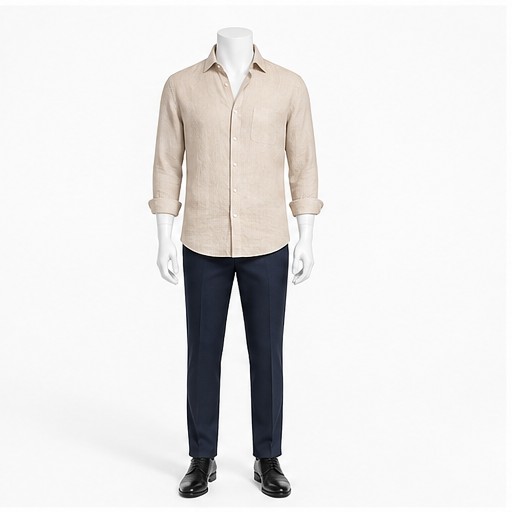 Sand Linen Shirt — made to measure by Sam Boutique Tailors Phuket