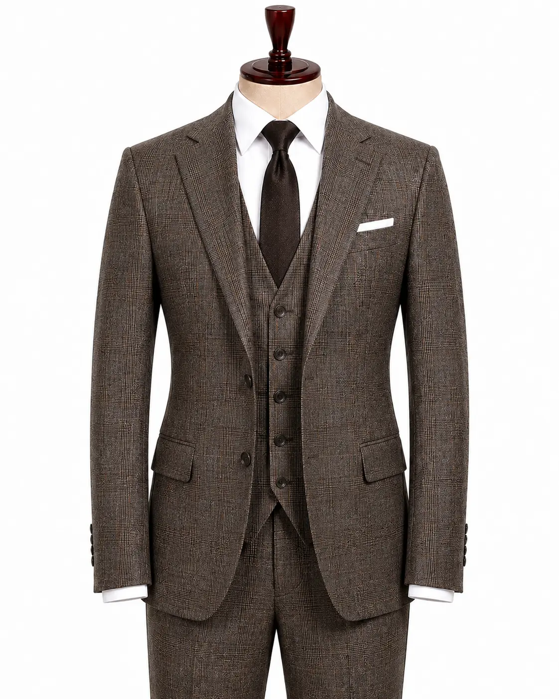Brown Prince of Wales Wedding Suit — made to measure by Sam Boutique Tailors Phuket