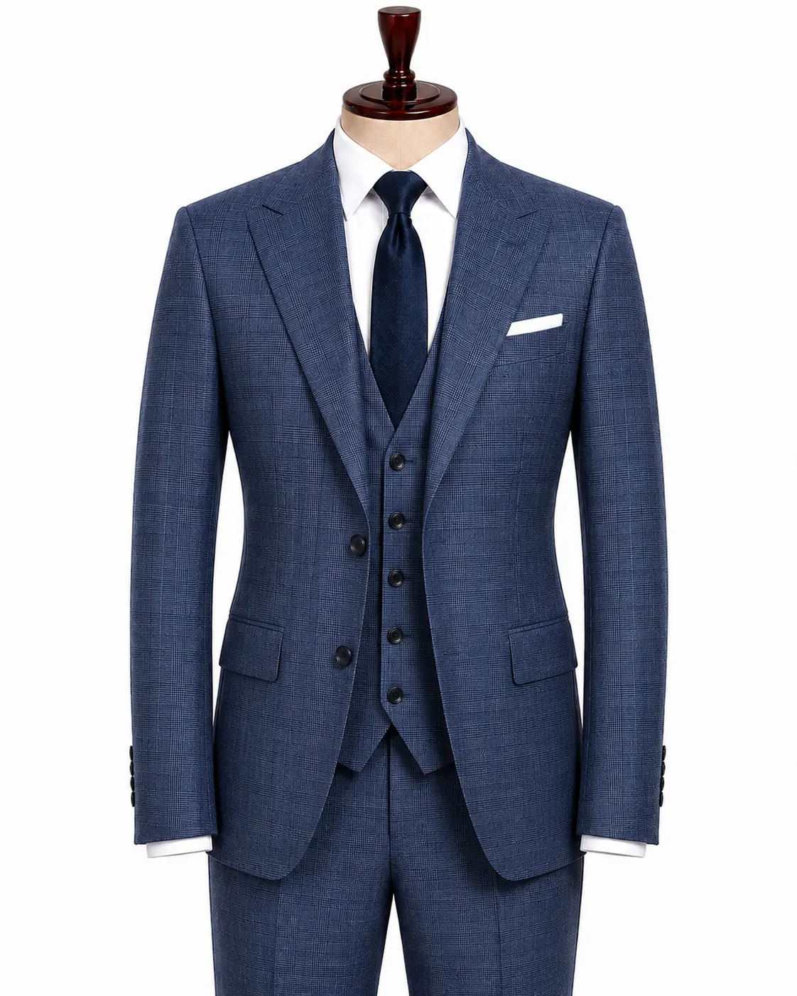 Blue Prince of Wales Wedding Suit — made to measure by Sam Boutique Tailors Phuket