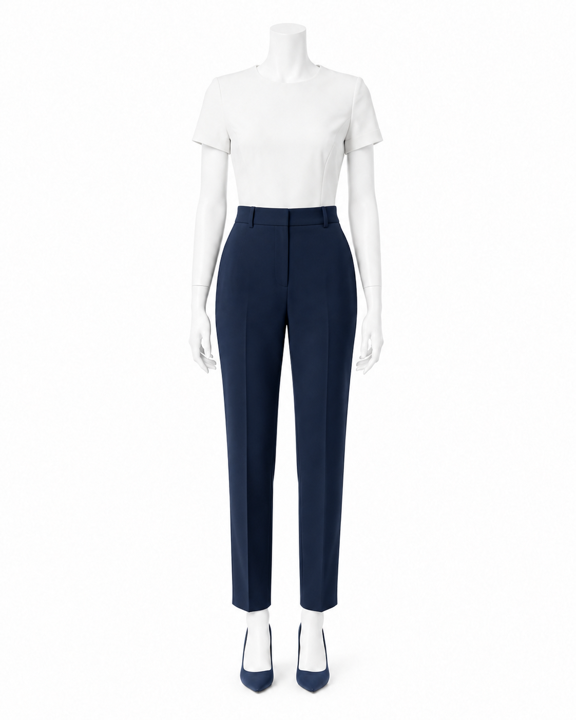 Navy High-Waist Tapered Trousers — made to measure by Sam Boutique Tailors Phuket