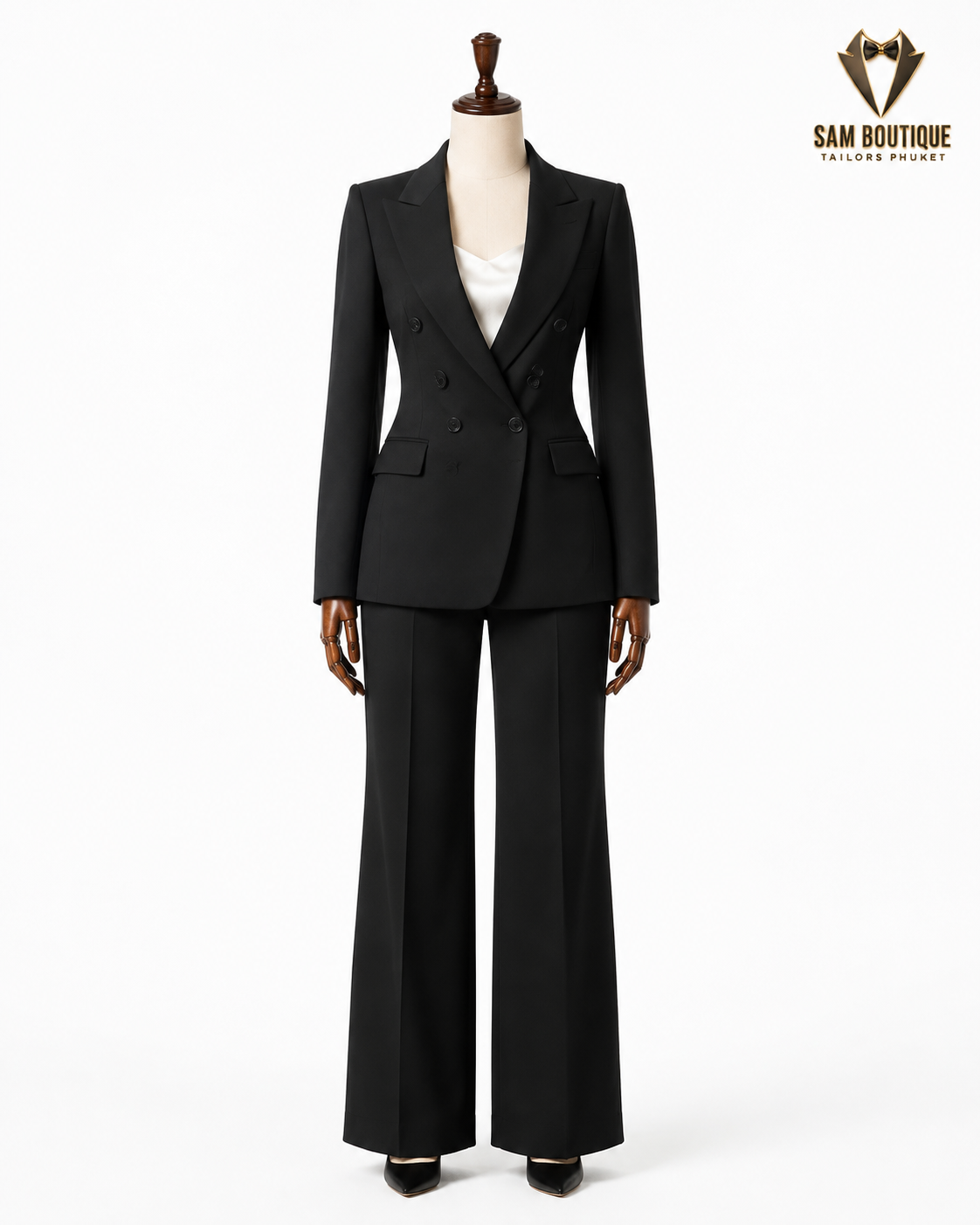 Black Double-Breasted Business Suit — made to measure by Sam Boutique Tailors Phuket
