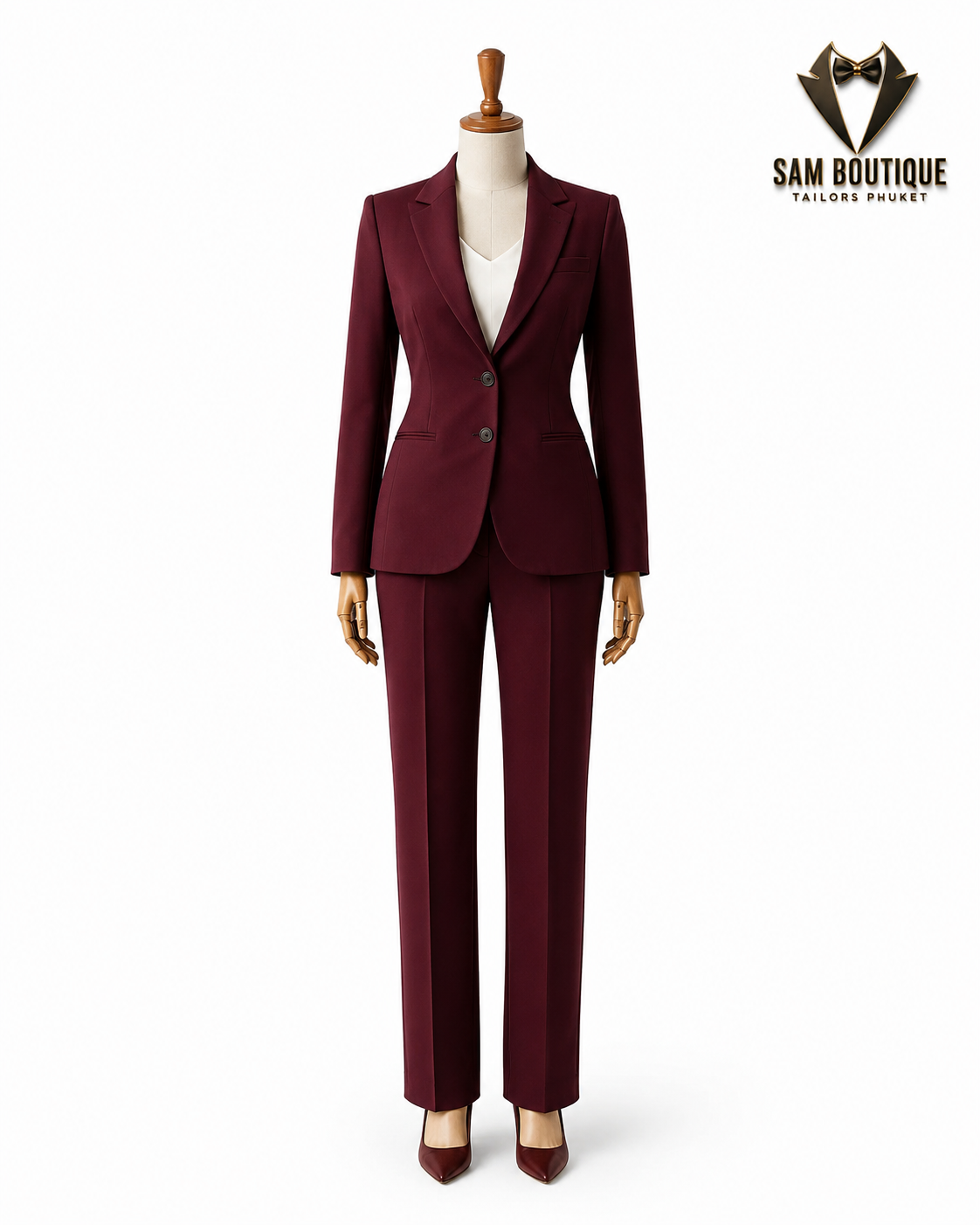 Burgundy Single-Breasted Business Suit — made to measure by Sam Boutique Tailors Phuket