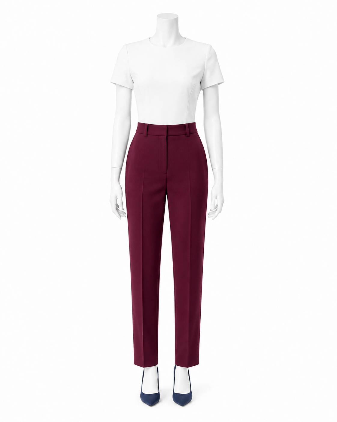 Burgundy High-Waist Tapered Trousers — made to measure by Sam Boutique Tailors Phuket