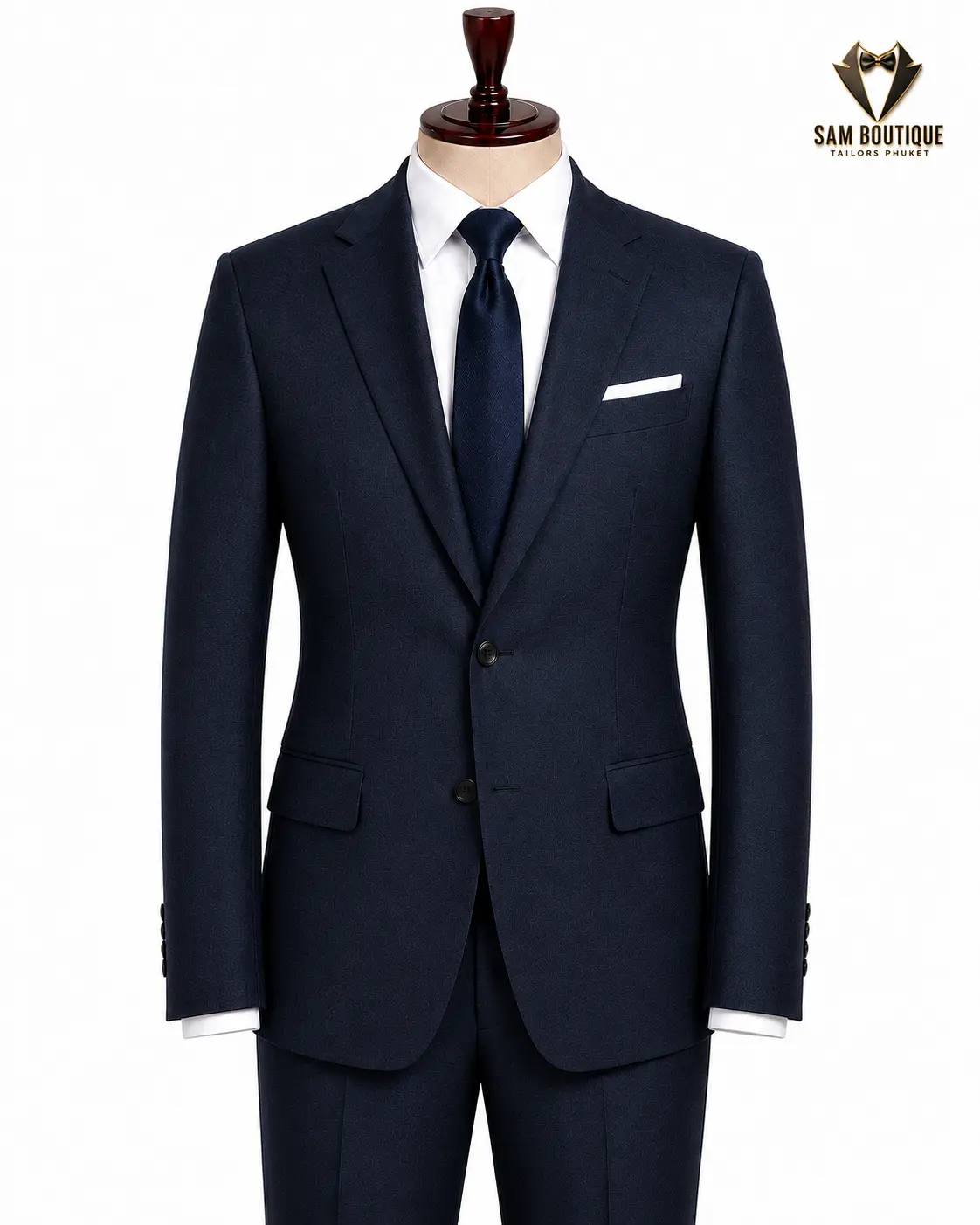 Midnight Navy Luxury Wool Suit — made to measure by Sam Boutique Tailors Phuket