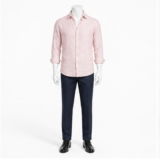 Blush Pink Linen Shirt — made to measure by Sam Boutique Tailors Phuket