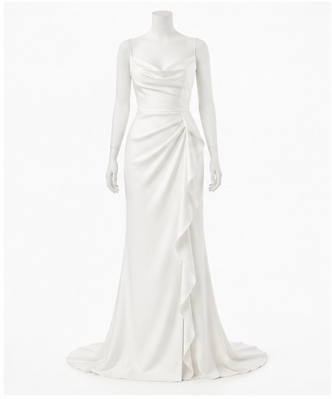 Draped Crepe Column Wedding Dress — made to measure by Sam Boutique Tailors Phuket