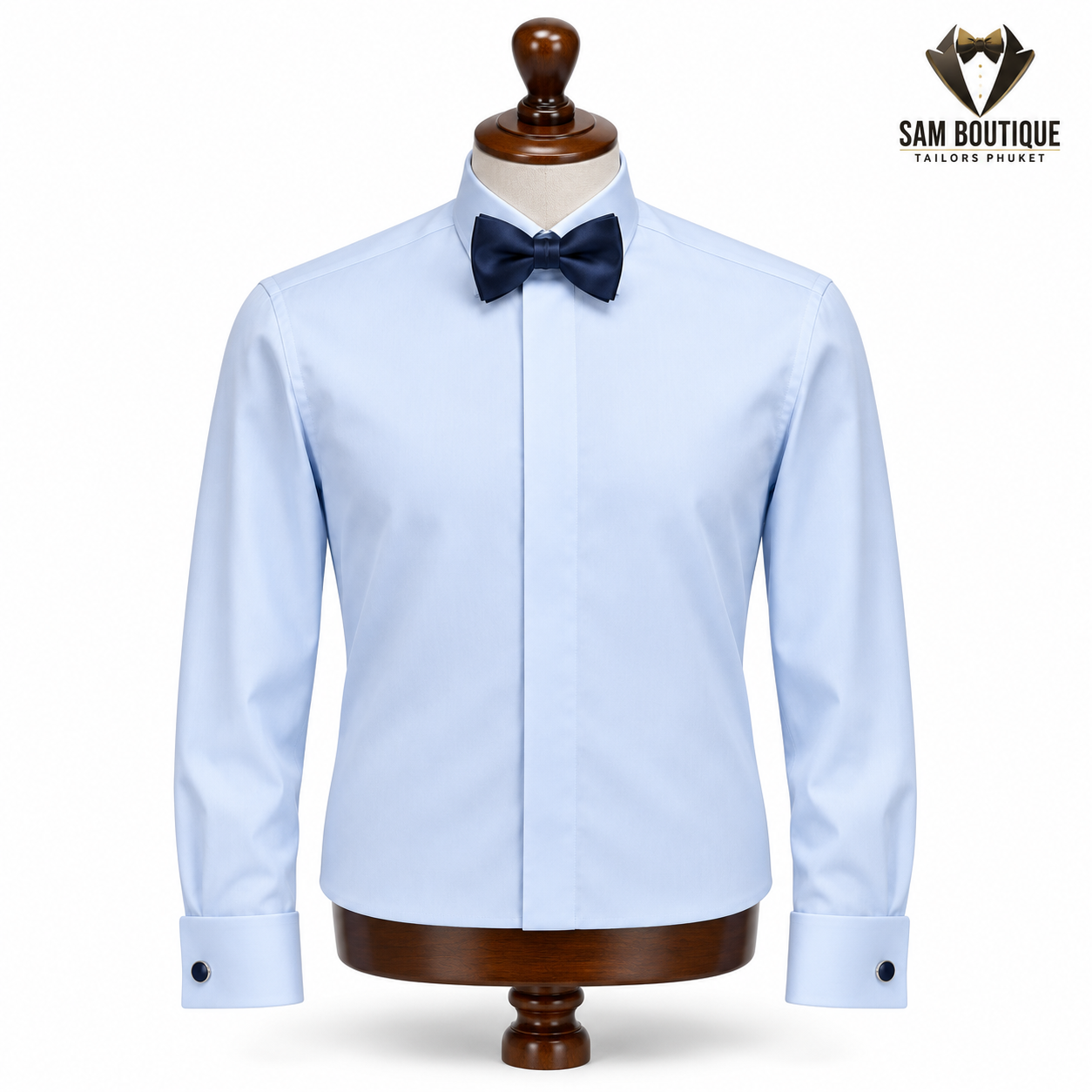Sky Blue Tuxedo Shirt — made to measure by Sam Boutique Tailors Phuket