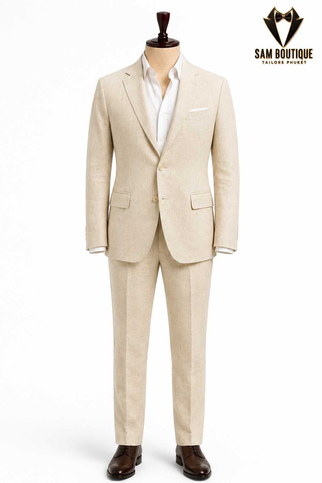 Beige Linen Suit — made to measure by Sam Boutique Tailors Phuket