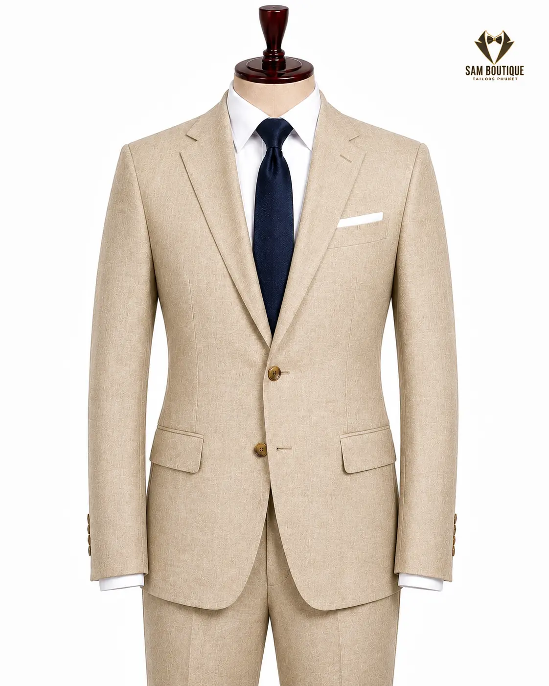 Beige Notch Lapel Suit — made to measure by Sam Boutique Tailors Phuket