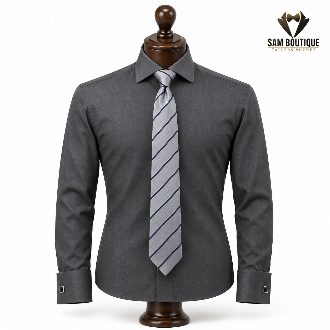 Charcoal Cotton Business Shirt — made to measure by Sam Boutique Tailors Phuket