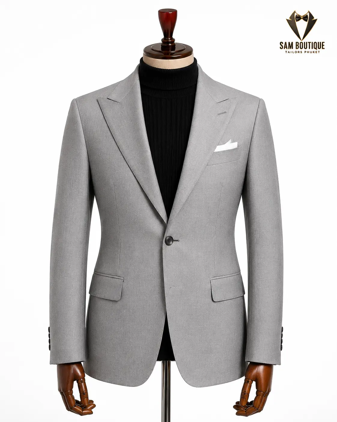 Light Grey Wool Blazer — made to measure by Sam Boutique Tailors Phuket