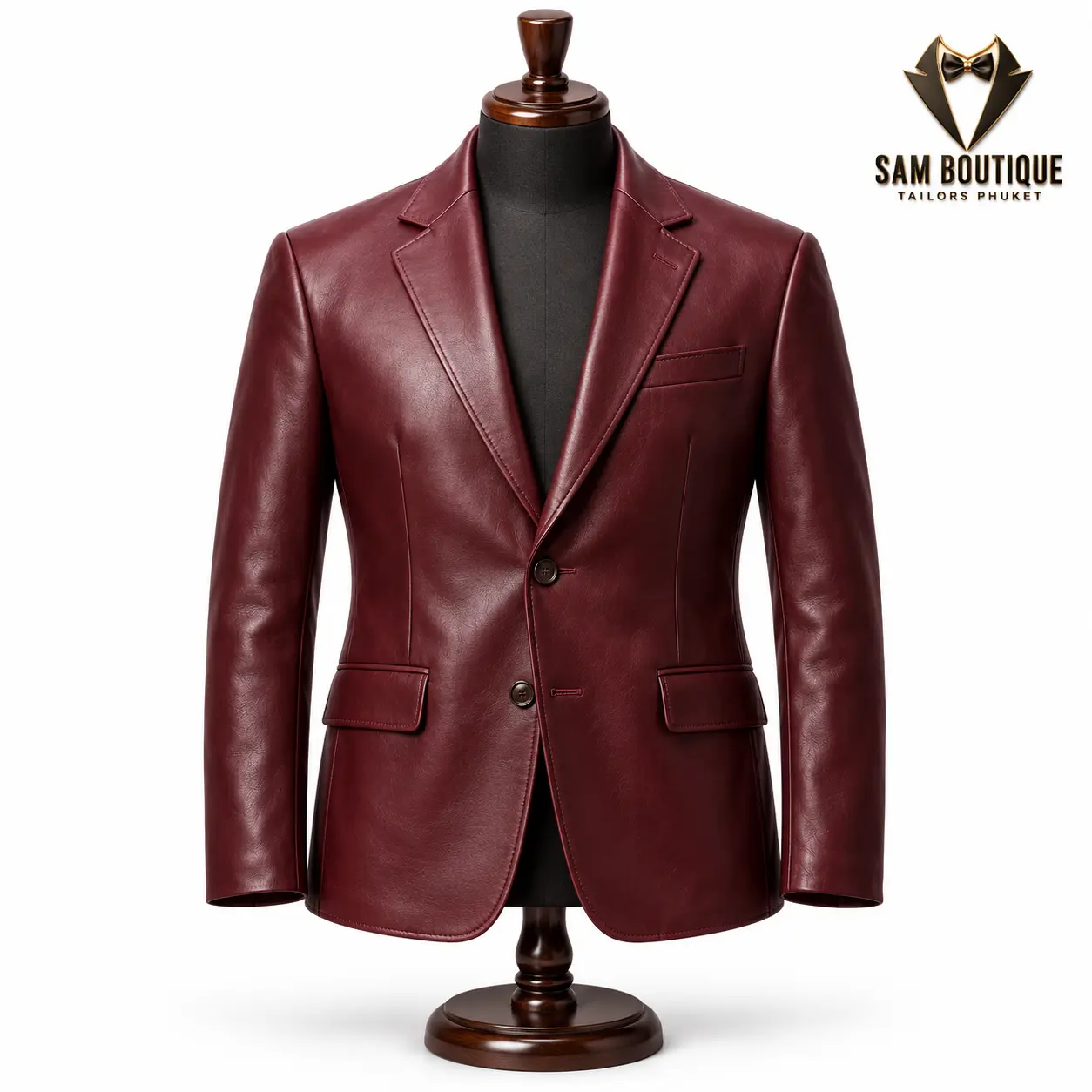 Men's leather jackets sample — Burgundy Leather Blazer