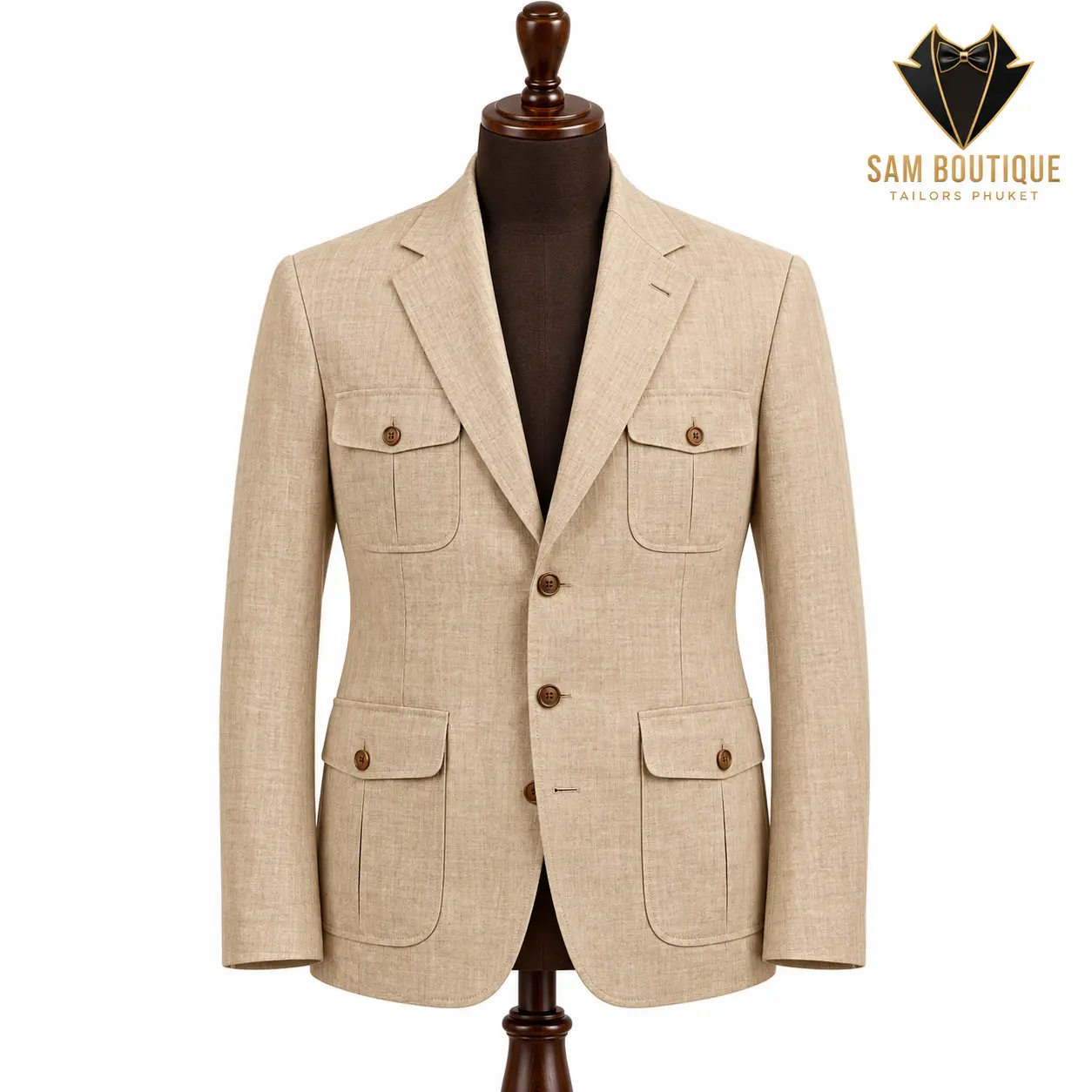 Sand Safari Linen Blazer — made to measure by Sam Boutique Tailors Phuket