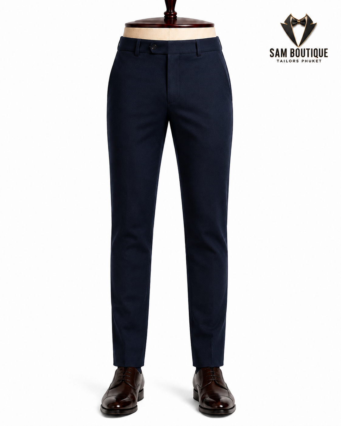 Navy Chino Trousers — made to measure by Sam Boutique Tailors Phuket
