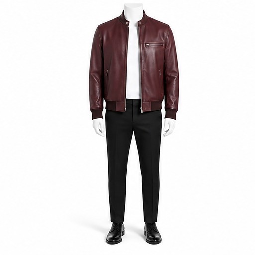 Burgundy Bomber Leather Jacket — made to measure by Sam Boutique Tailors Phuket