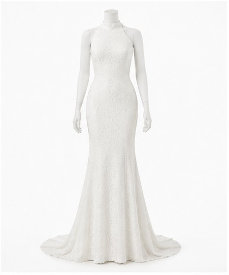 High-Neck Lace Sheath Wedding Dress — made to measure by Sam Boutique Tailors Phuket
