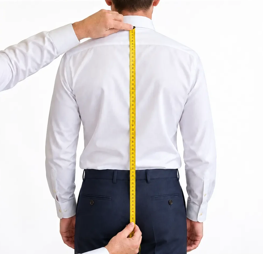 Jacket back length: tape placement on the body