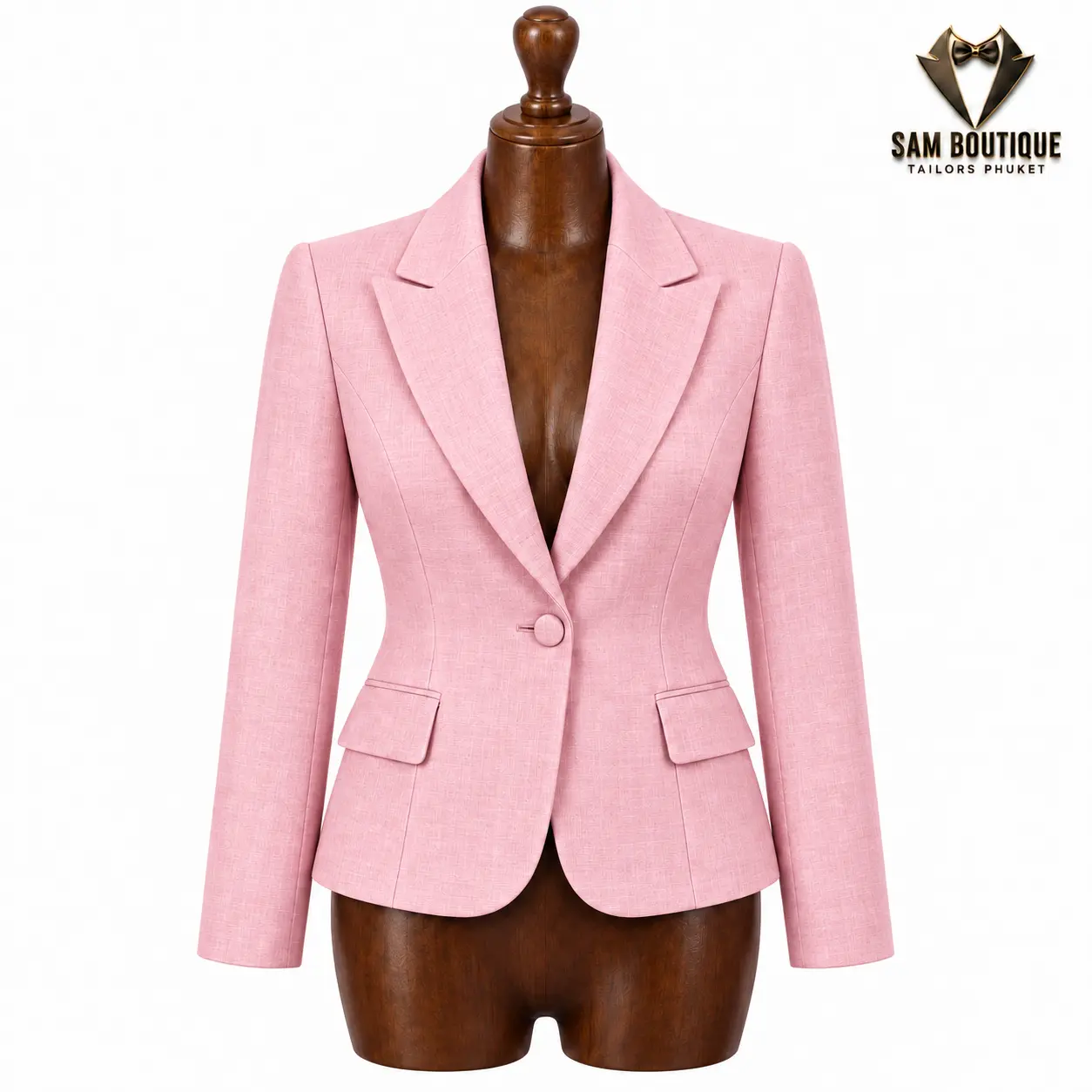Blush Pink Linen Blazer — made to measure by Sam Boutique Tailors Phuket
