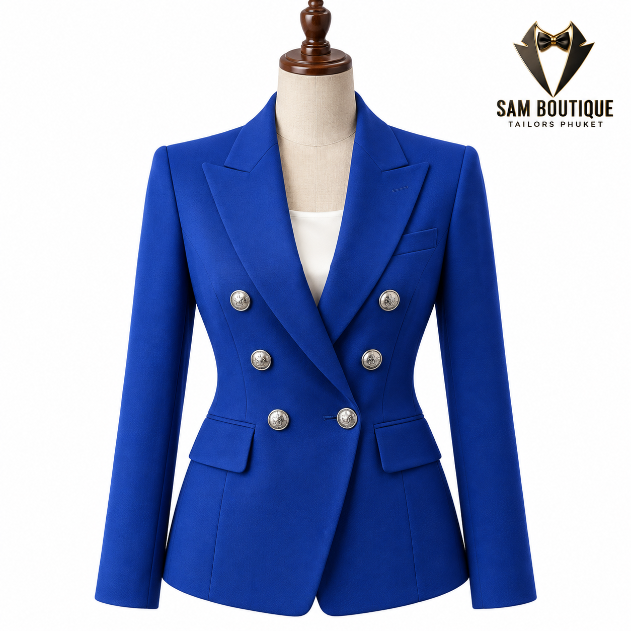 Royal Blue Double-Breasted Bespoke Blazer — made to measure by Sam Boutique Tailors Phuket