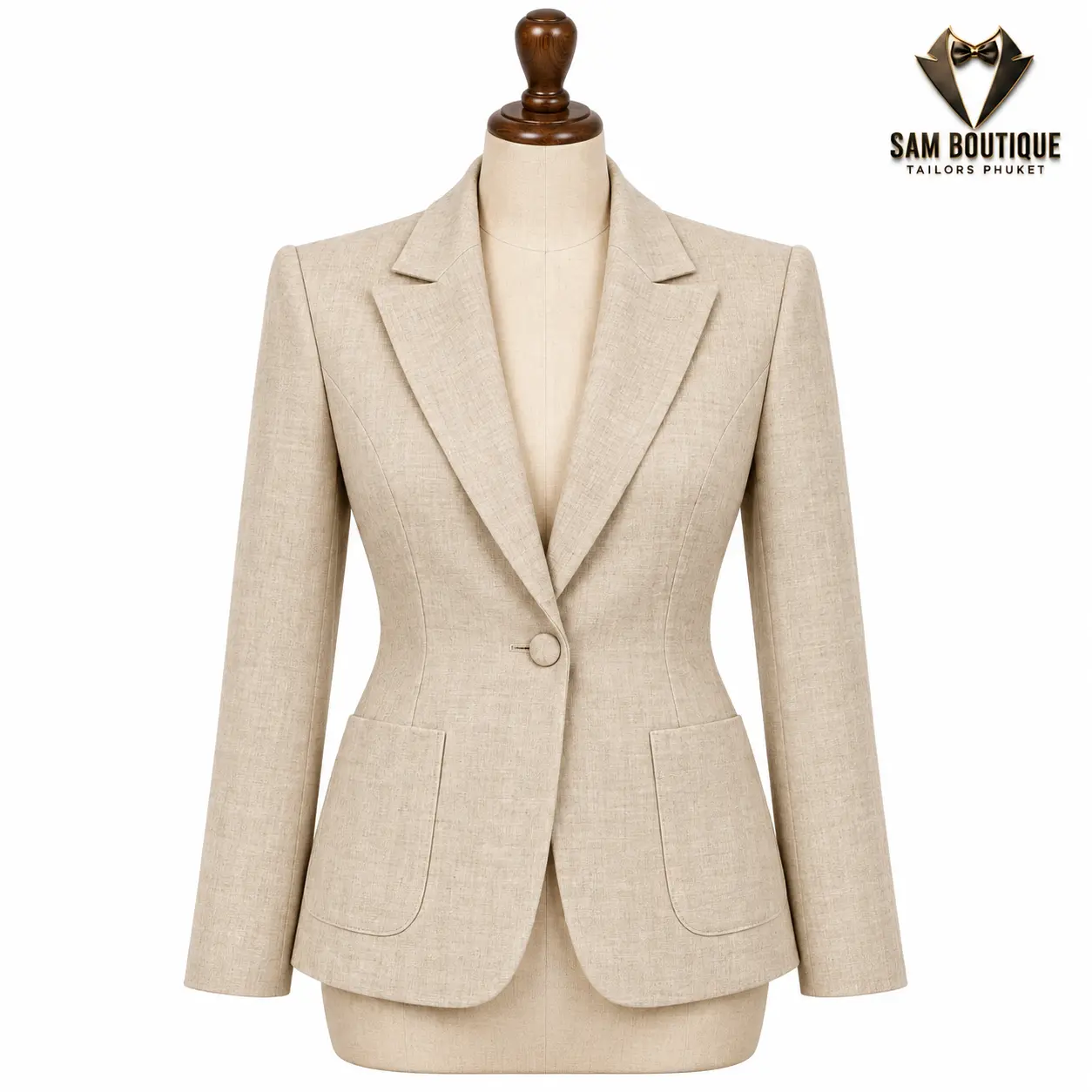 Natural Beige Linen Blazer — made to measure by Sam Boutique Tailors Phuket