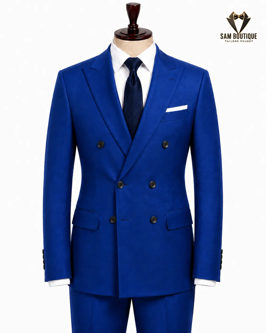 Royal Blue Double-Breasted Suit — made to measure by Sam Boutique Tailors Phuket