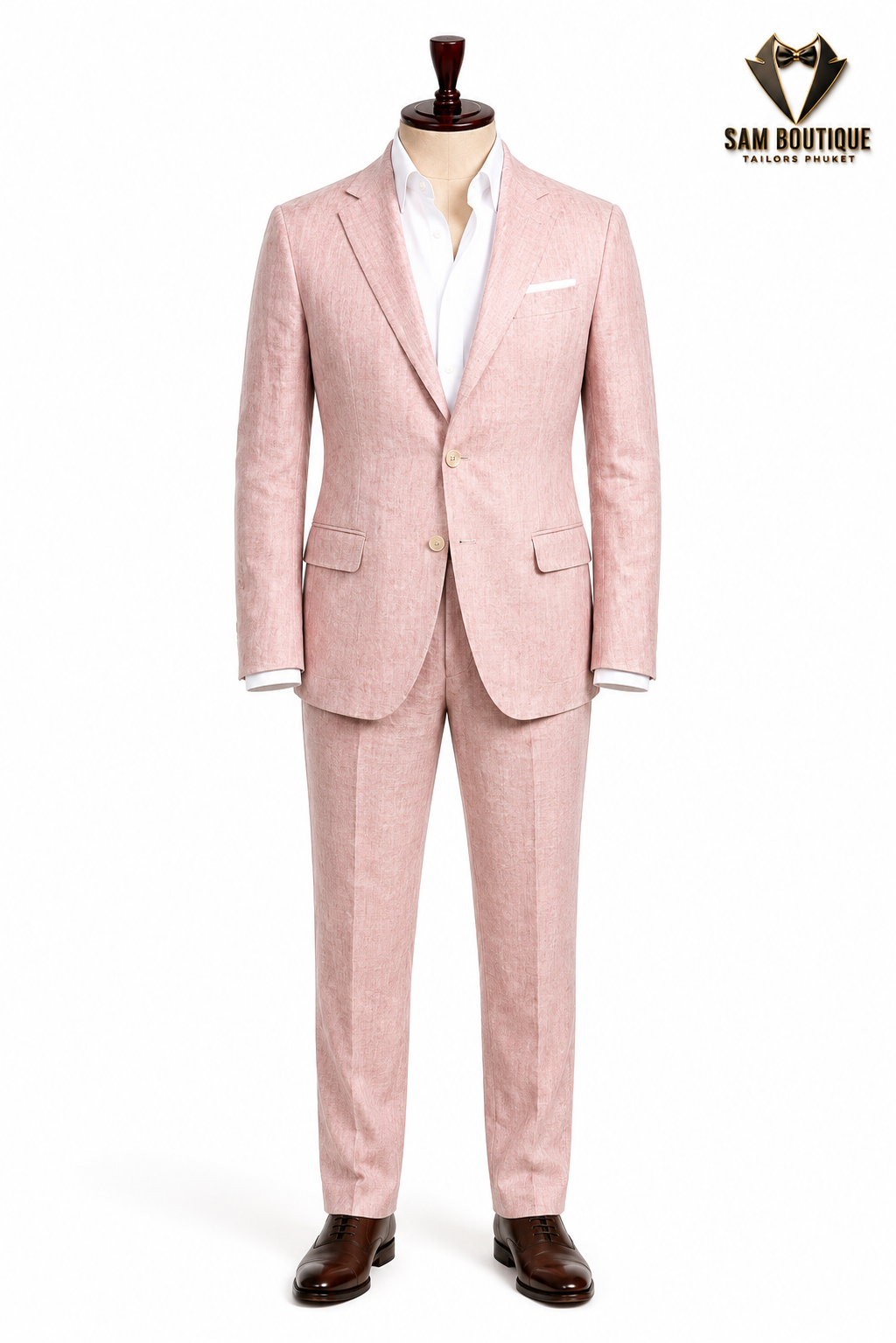 Blush Pink Linen Suit — made to measure by Sam Boutique Tailors Phuket