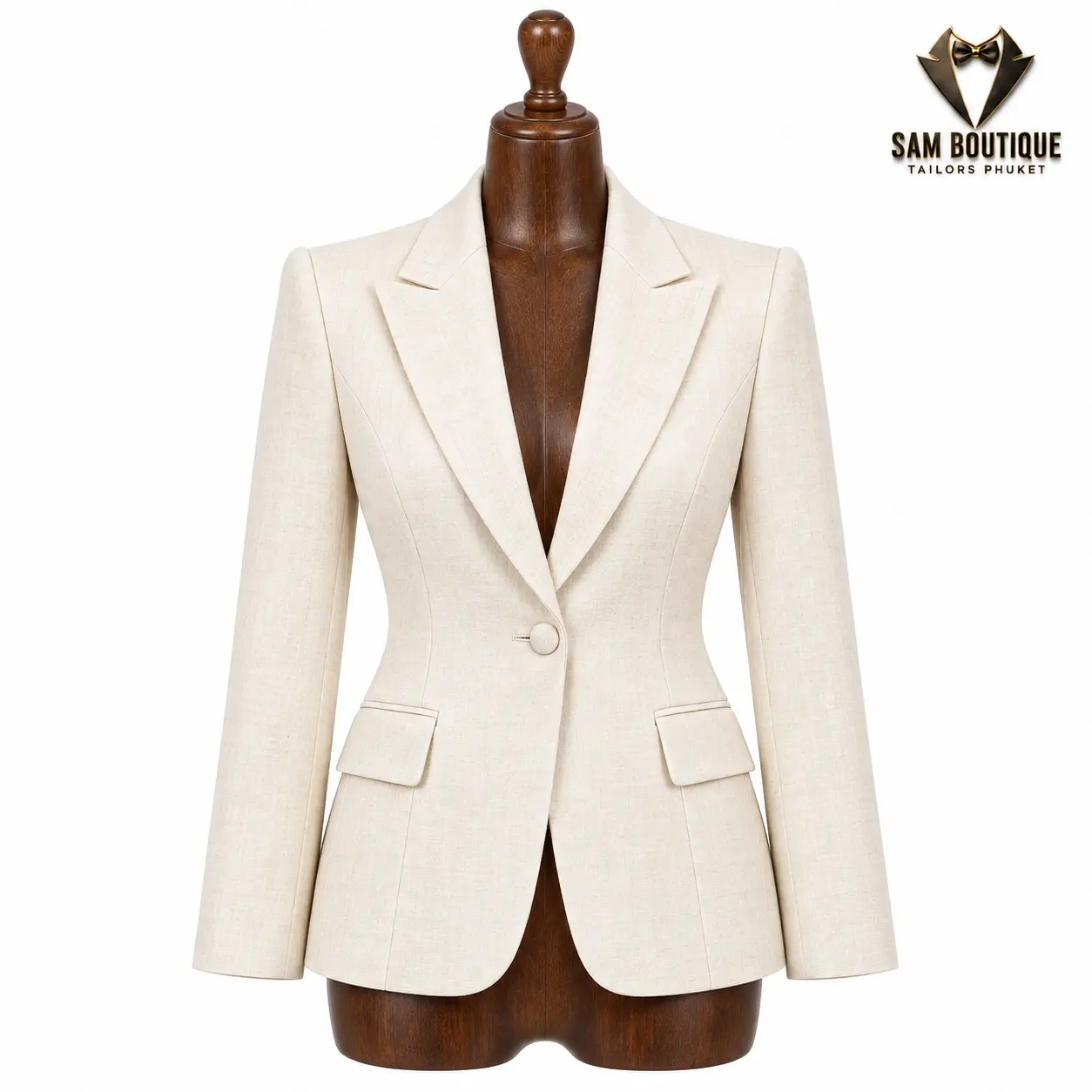 Ivory Linen Blazer — made to measure by Sam Boutique Tailors Phuket