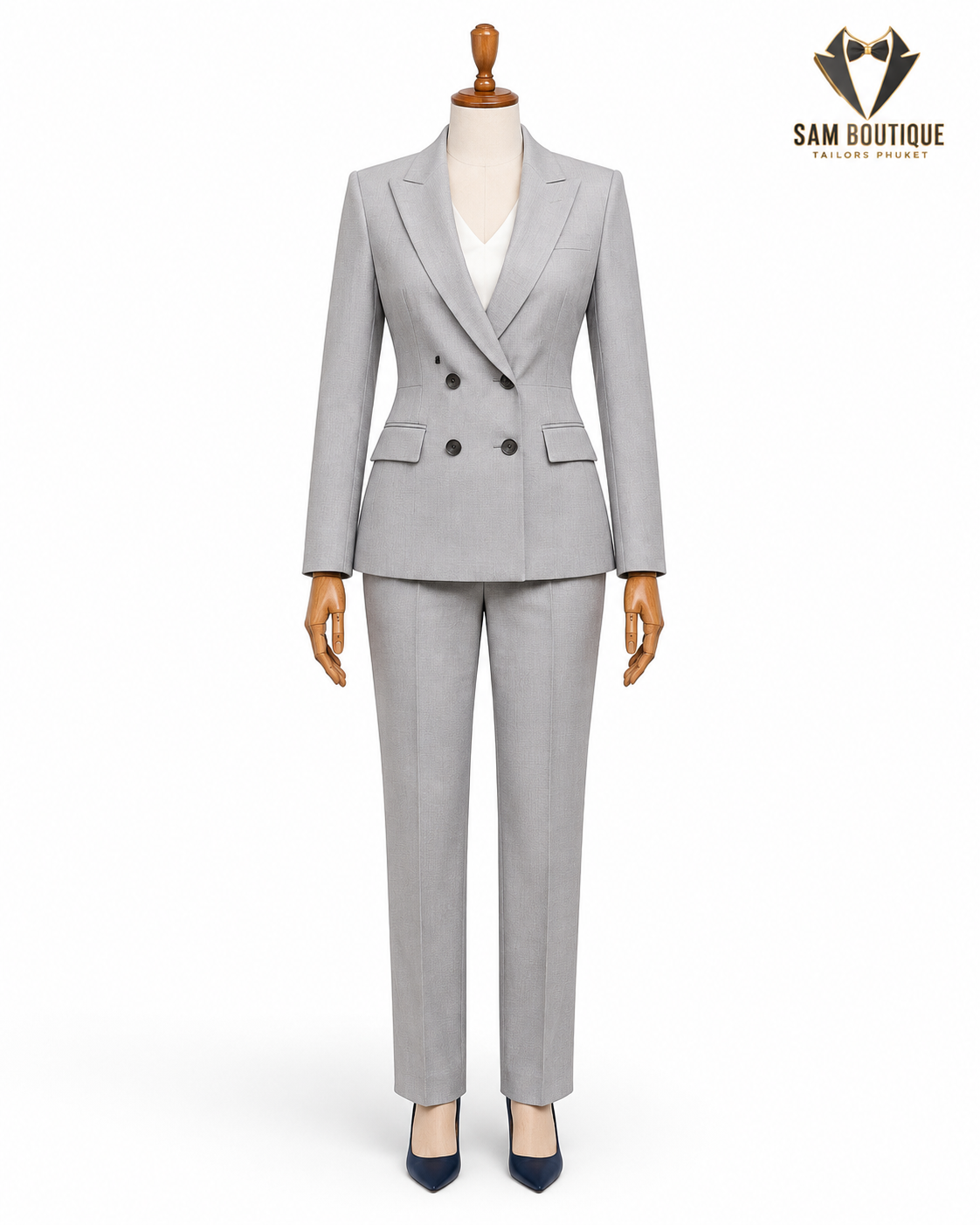 Light Grey Double-Breasted Business Suit — made to measure by Sam Boutique Tailors Phuket