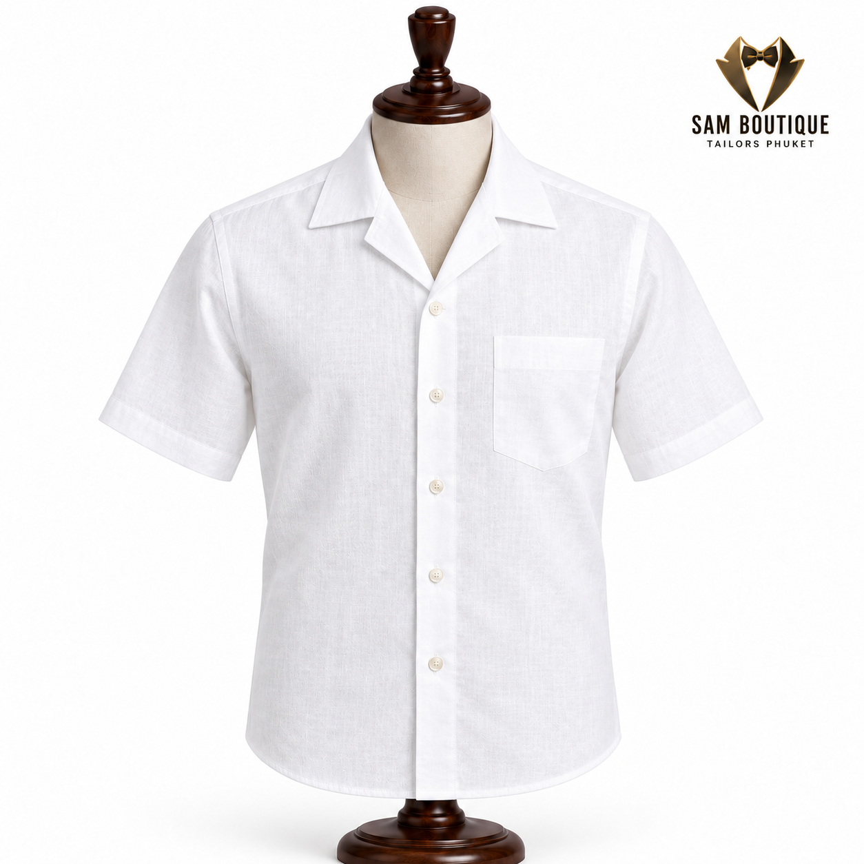 Men's casual shirts sample — White Linen Camp Collar Shirt