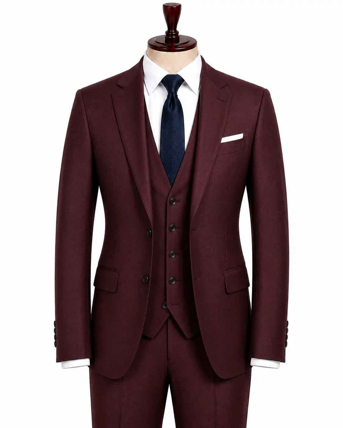 Burgundy Three-Piece Wedding Suit — made to measure by Sam Boutique Tailors Phuket