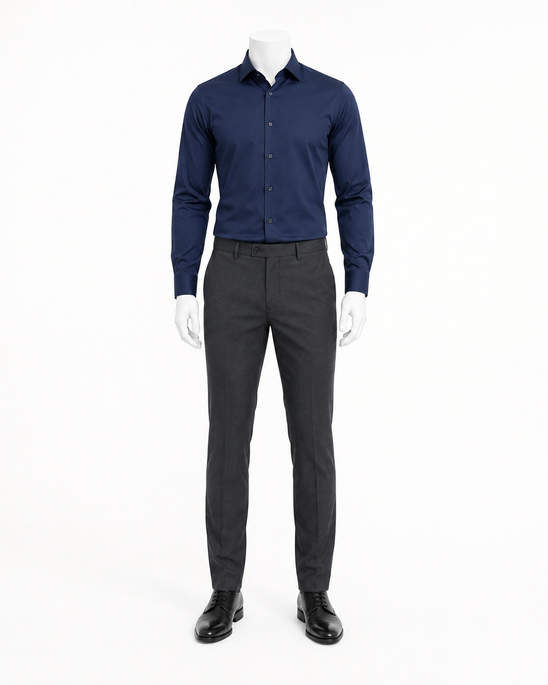 Navy Cotton Business Shirt — made to measure by Sam Boutique Tailors Phuket