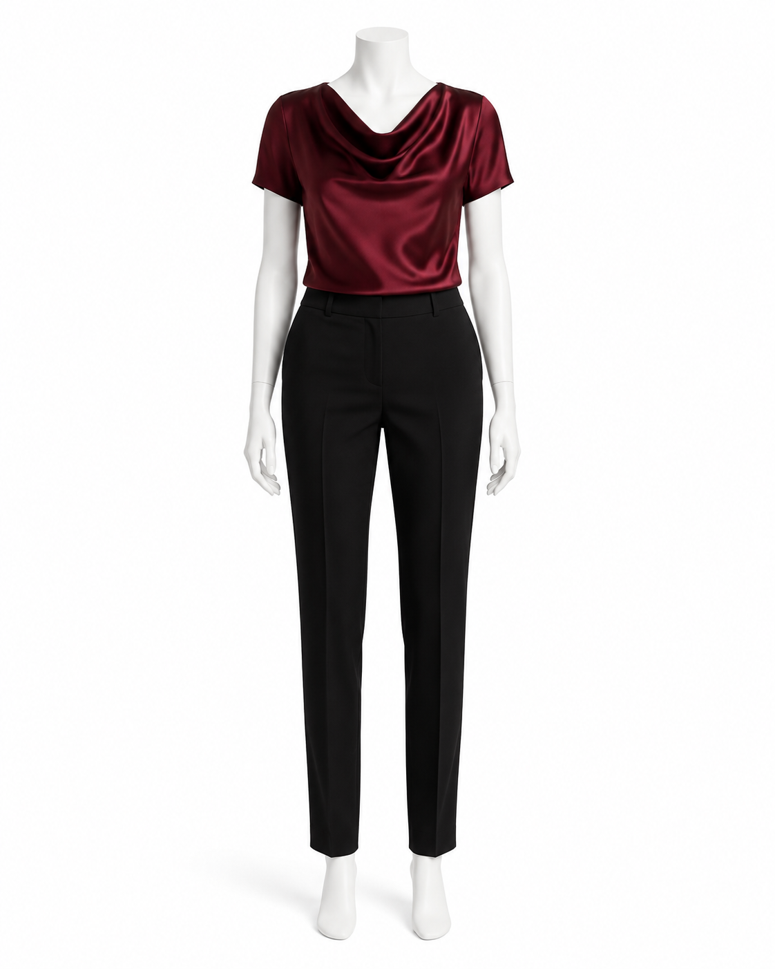 Burgundy Cowl Neck Satin Top — made to measure by Sam Boutique Tailors Phuket
