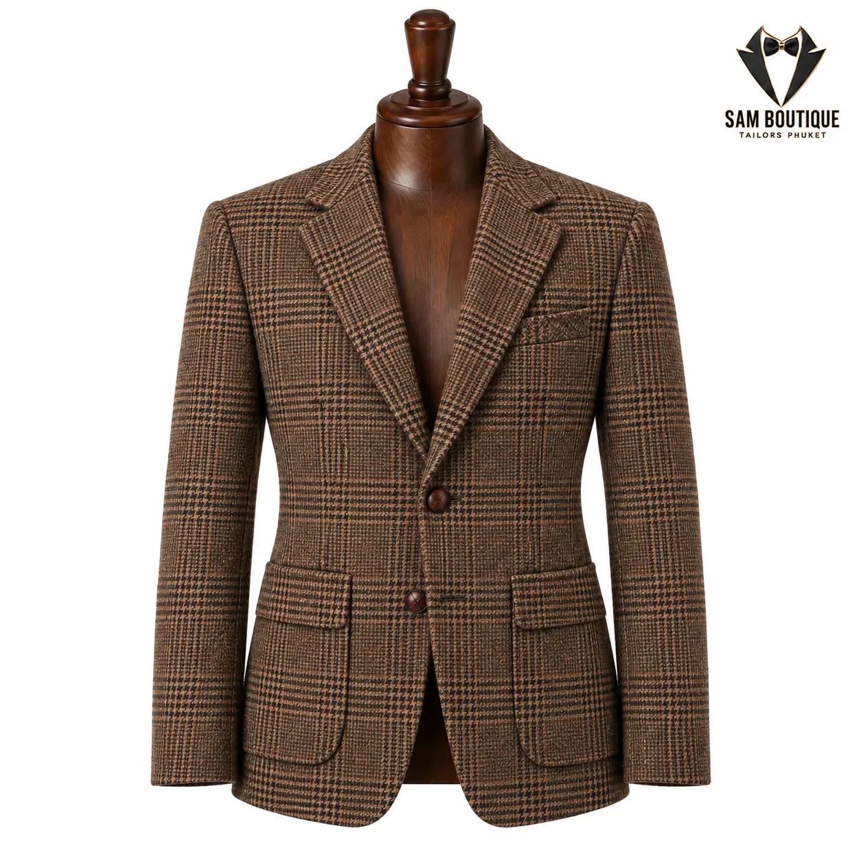 Brown Glen Check Tweed Blazer — made to measure by Sam Boutique Tailors Phuket
