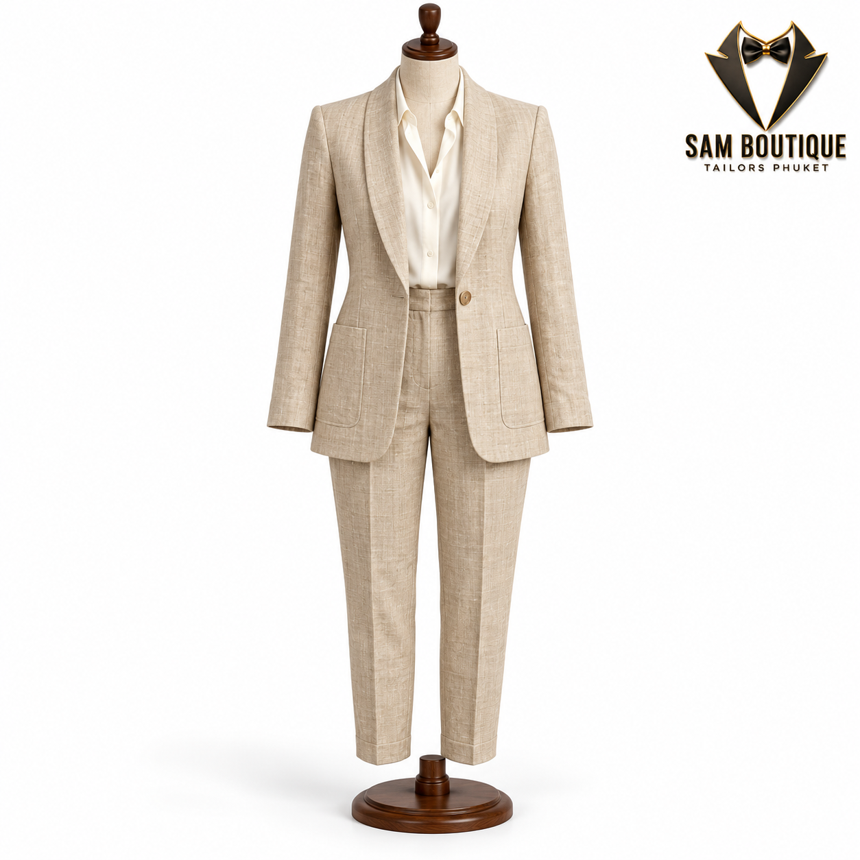 Natural Cropped-Trouser Linen Suit — made to measure by Sam Boutique Tailors Phuket