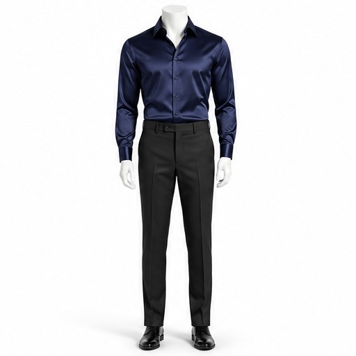 Navy Silk Shirt — made to measure by Sam Boutique Tailors Phuket