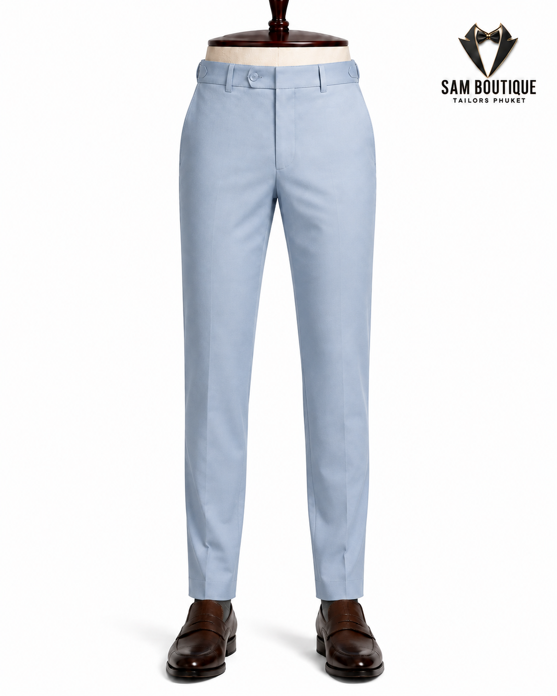Light Blue Chino Trousers — made to measure by Sam Boutique Tailors Phuket