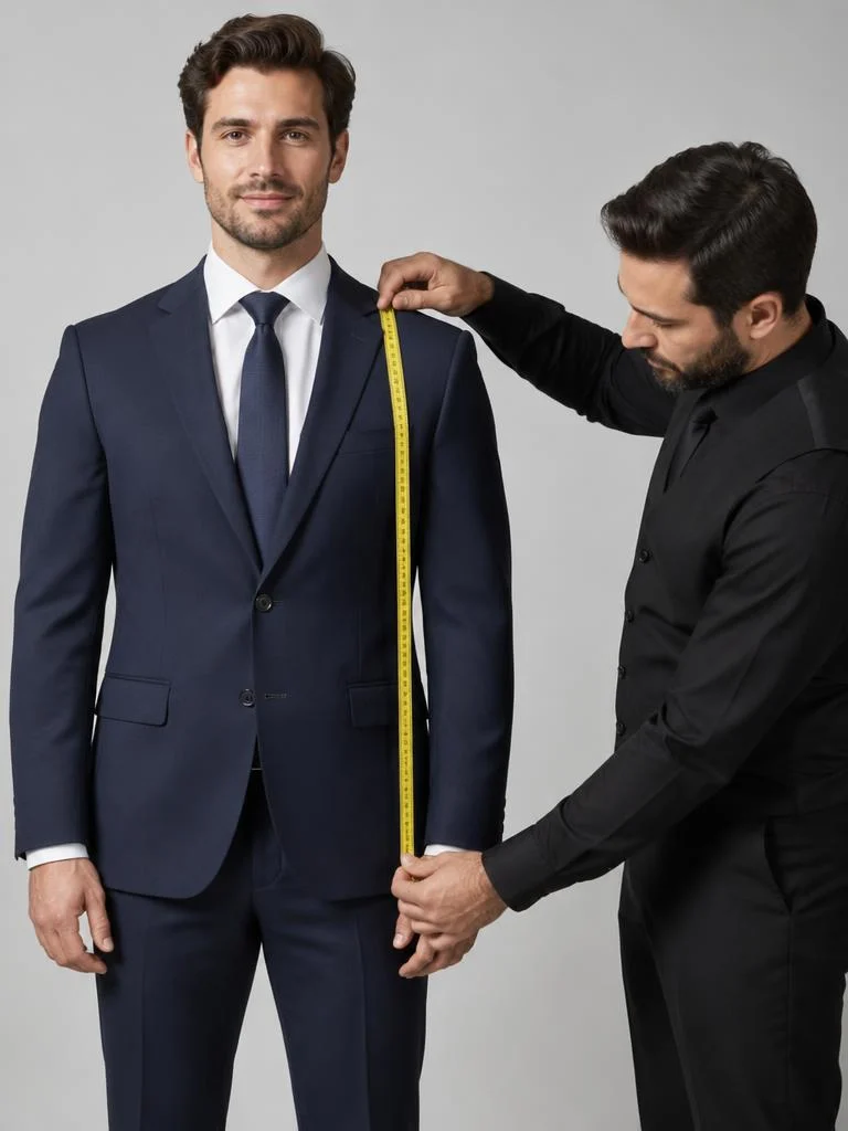 Jacket front length: tape placement on the body