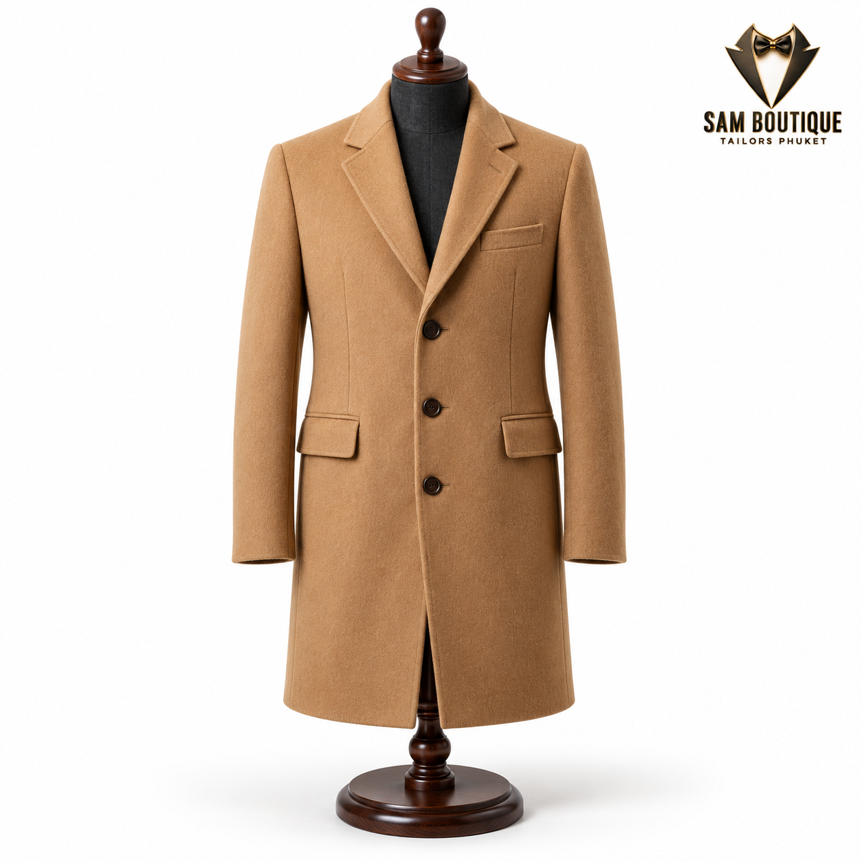 Camel Chesterfield Overcoat — made to measure by Sam Boutique Tailors Phuket