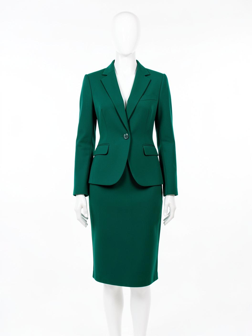 Emerald Fitted Skirt Suit — made to measure by Sam Boutique Tailors Phuket