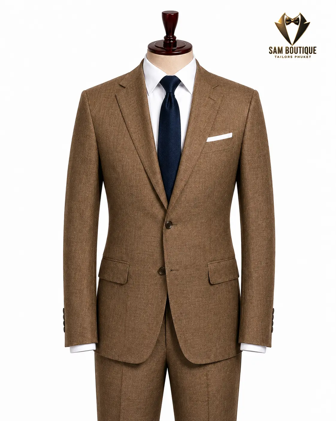 Tobacco Brown Luxury Wool Suit — made to measure by Sam Boutique Tailors Phuket
